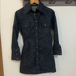 Mizzac Blue Jean Jacket decorative snap, long length, size 3